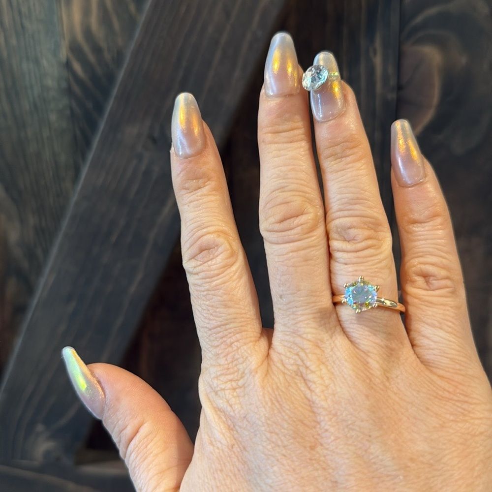 14K Gold Plated RoseGold Diamond Iridescent Ring